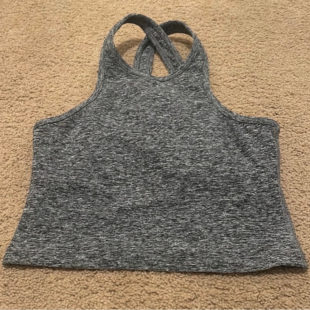 Beyond Yoga Crop Tank with Shelf Bra, Gray, Size Small